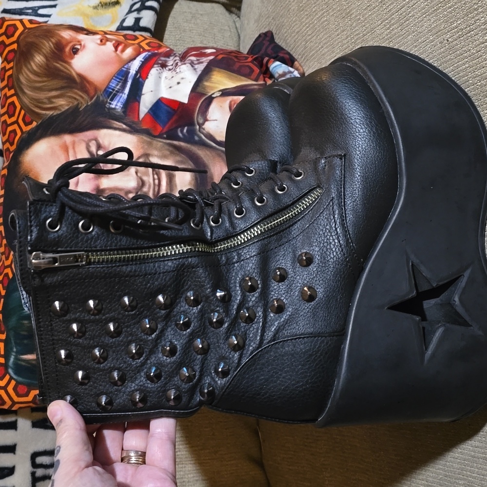 Black Studded Platform Boots Demonia - image 5